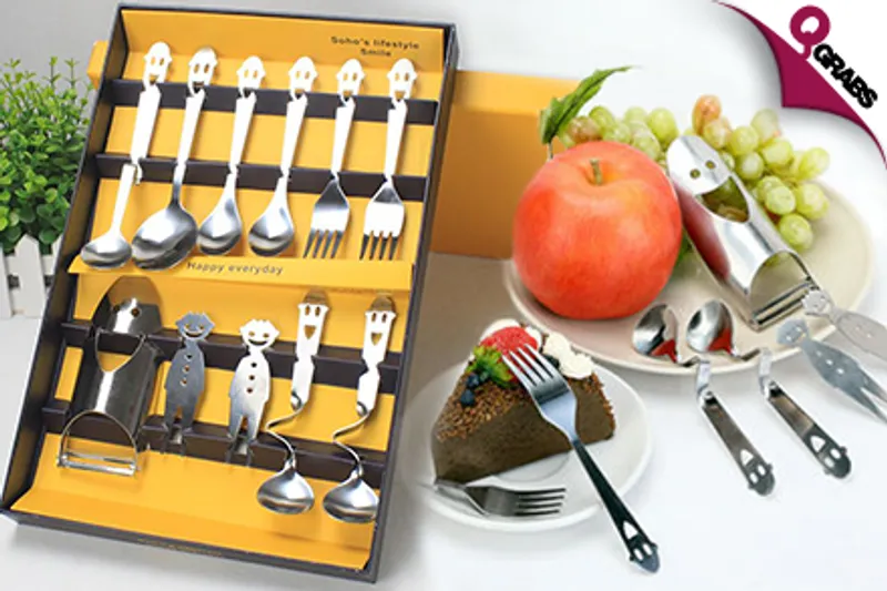 From QR49, Cook & Eat Happily with Smiley Design Stainless Steel Cutlery Sets! (Up to QR220 Value)